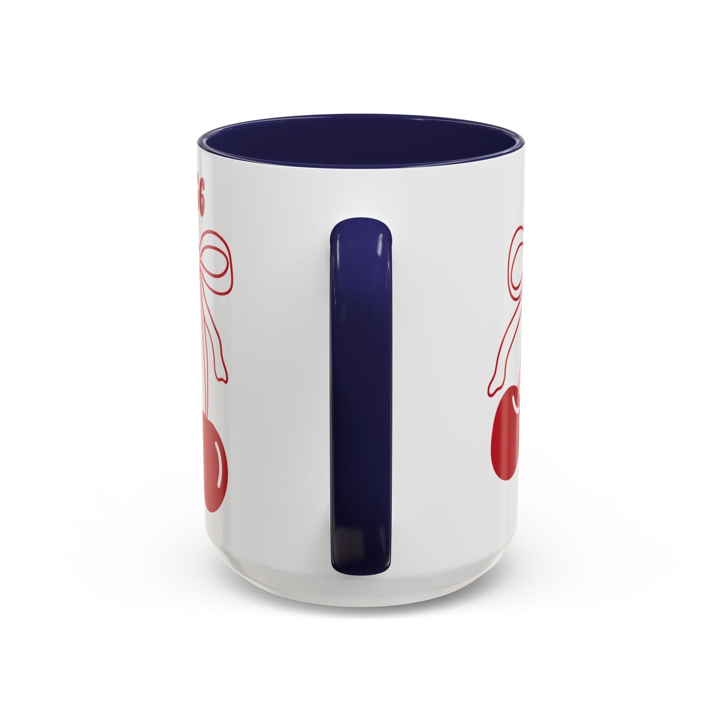 666 Angel Number Cherries Accent Mug – Coquette Bow Kawaii | 11oz 15oz — Pink, Red, Light Blue, Orange, Purple, Yellow
