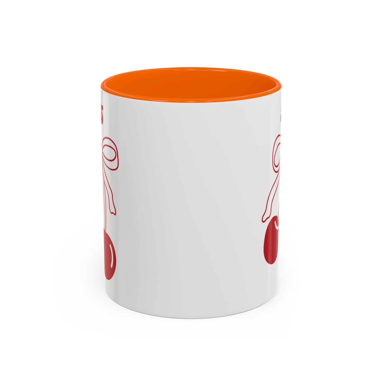 555 Angel Number Cherries Accent Mug – Coquette Bow Kawaii | 11oz 15oz — Pink, Red, Navy, Light Blue, Orange, Purple, Yellow