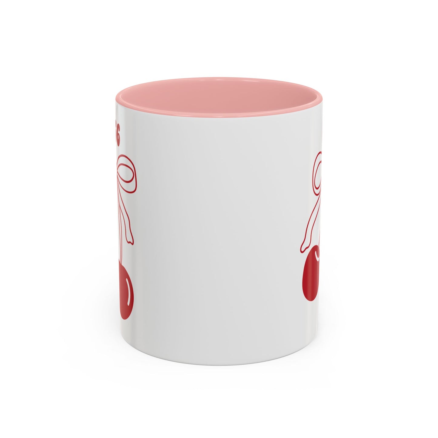 666 Angel Number Cherries Accent Mug – Coquette Bow Kawaii | 11oz 15oz — Pink, Red, Light Blue, Orange, Purple, Yellow