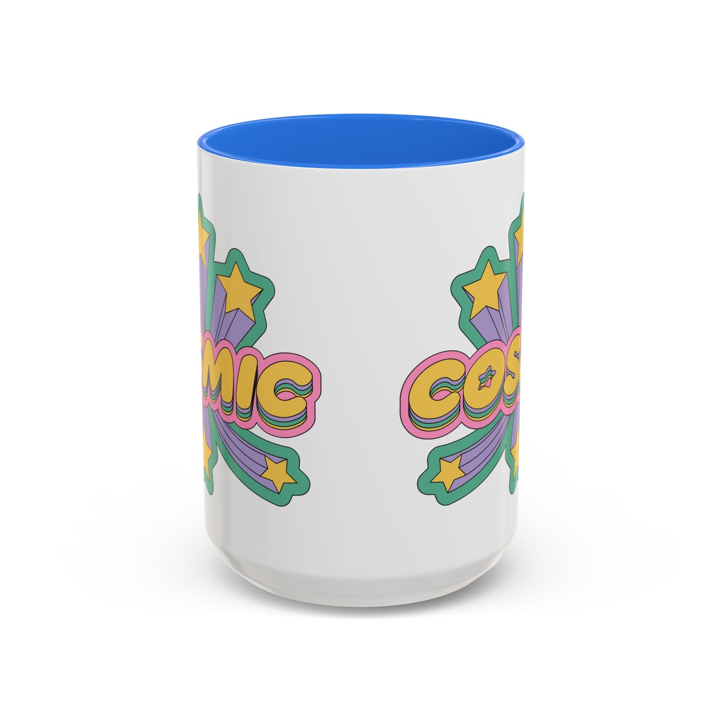 COSMIC Accent Mug – Retro Stars Burst | 11oz 15oz Colored Handle