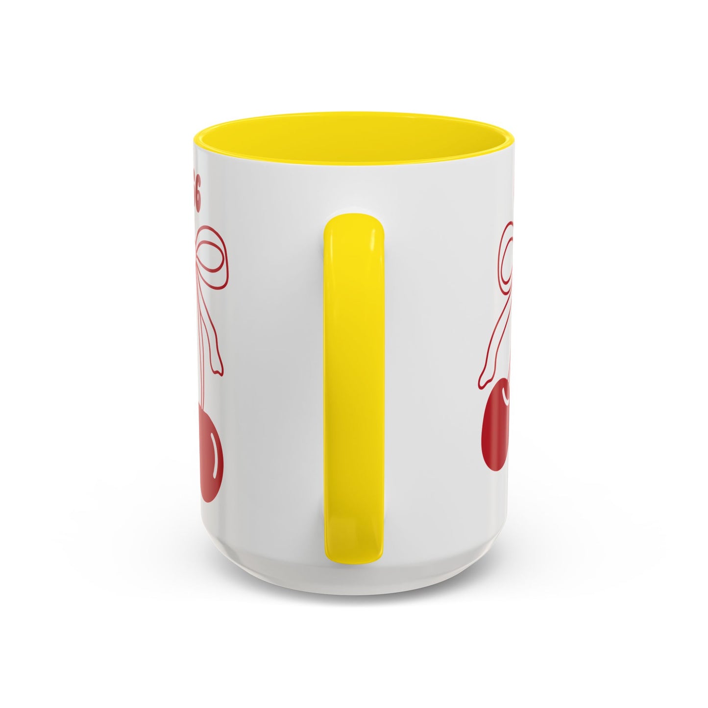 666 Angel Number Cherries Accent Mug – Coquette Bow Kawaii | 11oz 15oz — Pink, Red, Light Blue, Orange, Purple, Yellow