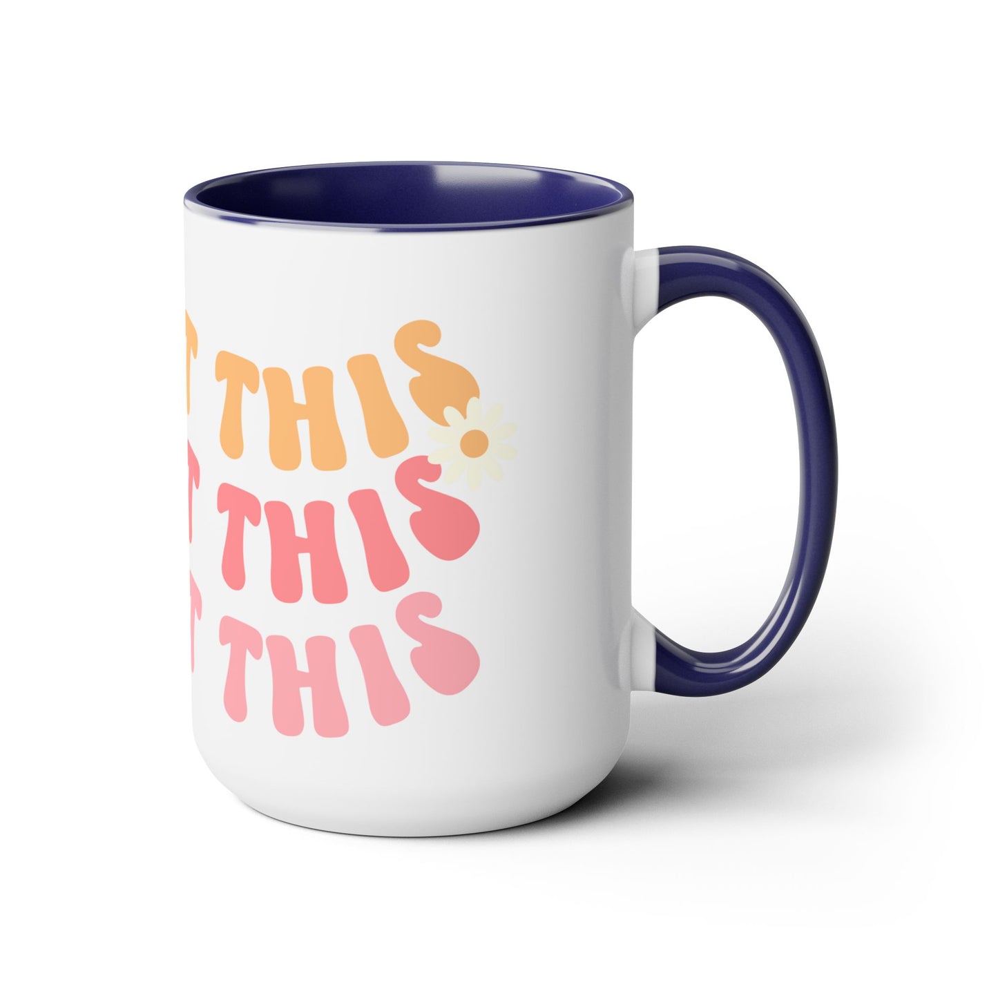 You Got This Groovy 70s Themed Coffee Mug 15oz - Multi-Pink Retro Style Ceramic Cup - Inspirational Positivity Boosting Drinkware