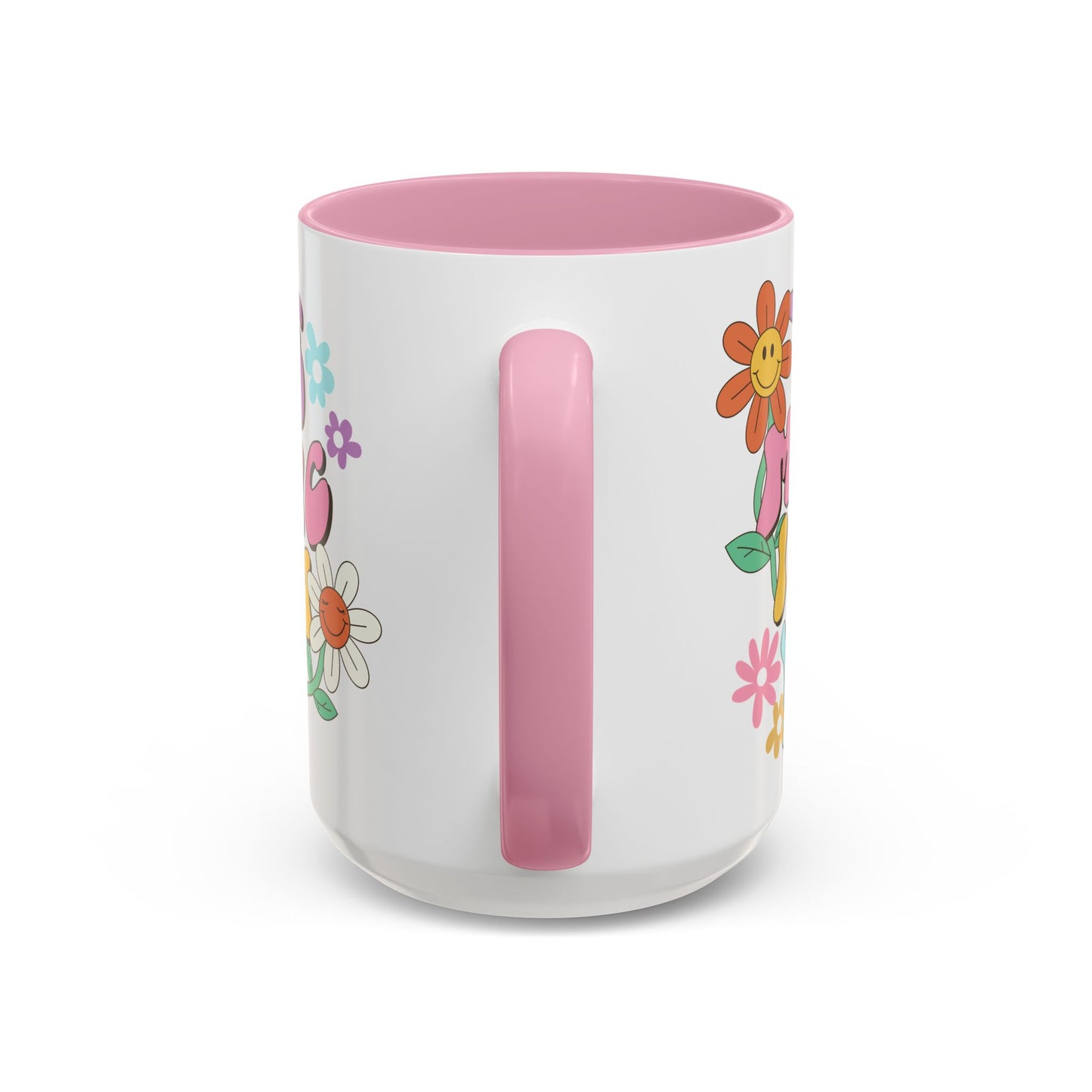 The Magic Is In You Accent Mug – Retro Flower Lettering | 11oz 15oz Colored Handle