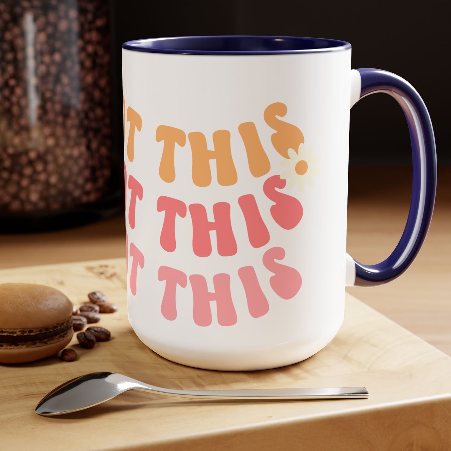 You Got This Groovy 70s Themed Coffee Mug 15oz - Multi-Pink Retro Style Ceramic Cup - Inspirational Positivity Boosting Drinkware
