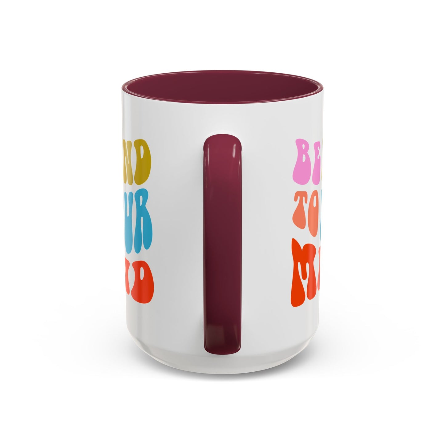 Be Kind To Your Mind Accent Mug – Retro Rainbow Letters | 11oz 15oz Multiple colors