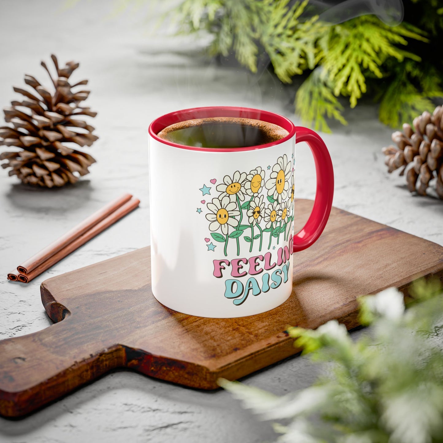 Feeling Daisy – Groovy Floral Accent Mug (11oz/15oz)