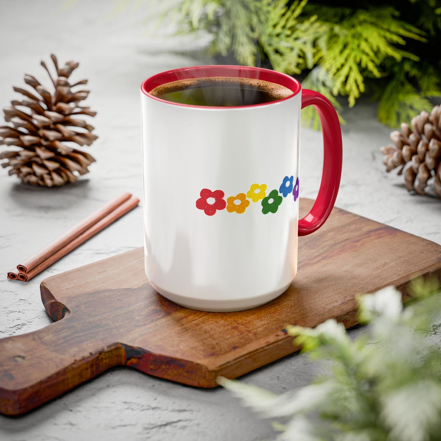 Rainbow Flower Arc Ceramic Mug – 11oz, 15oz, 20oz