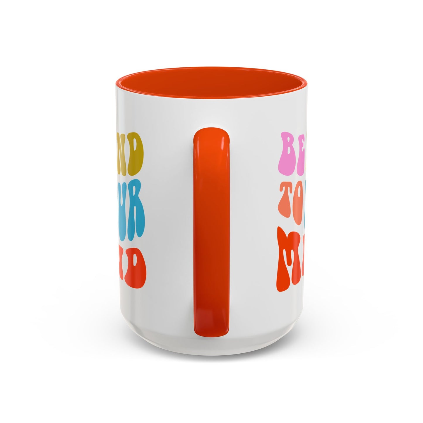 Be Kind To Your Mind Accent Mug – Retro Rainbow Letters | 11oz 15oz Multiple colors
