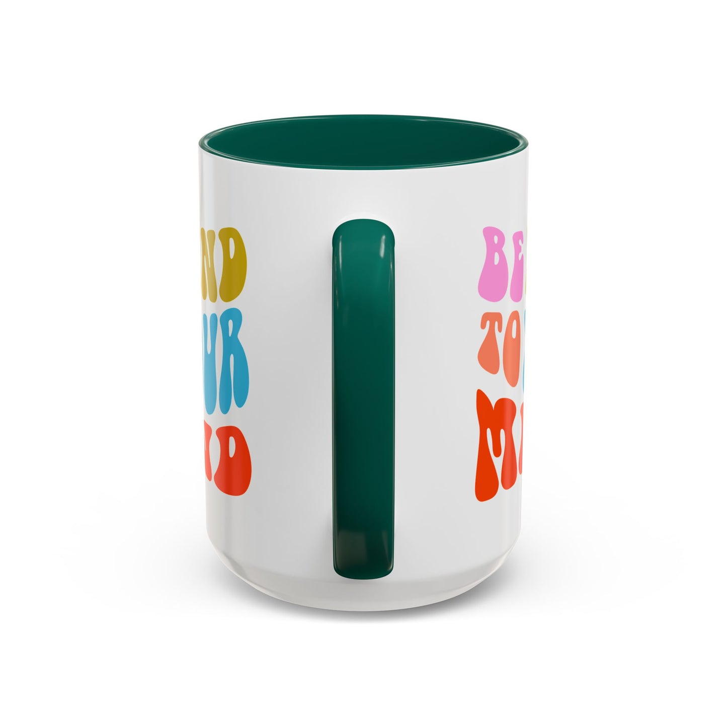 Be Kind To Your Mind Accent Mug – Retro Rainbow Letters | 11oz 15oz Multiple colors