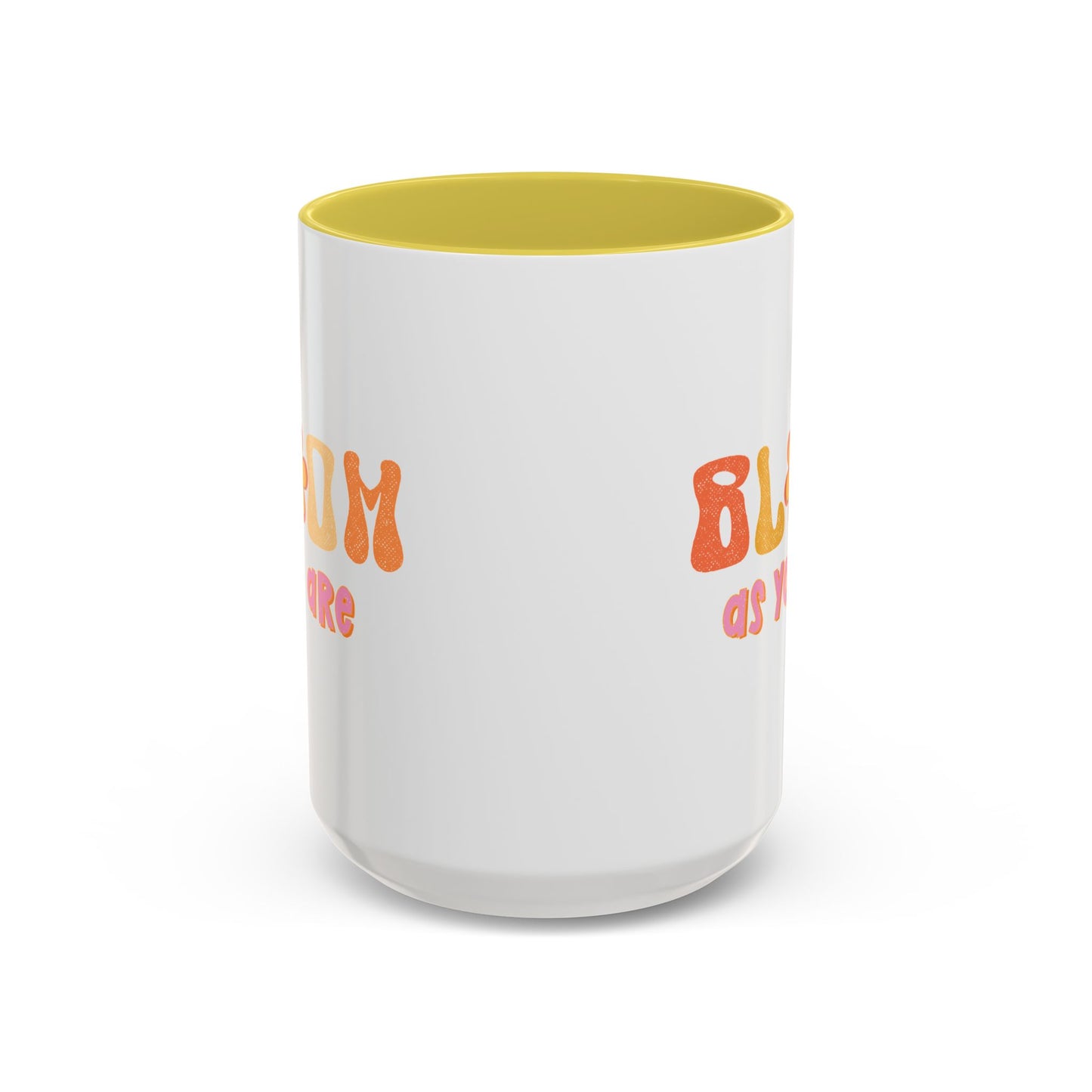 Bloom As You Are Accent Mug – Smiley Flower | 11oz 15oz Colored Handle