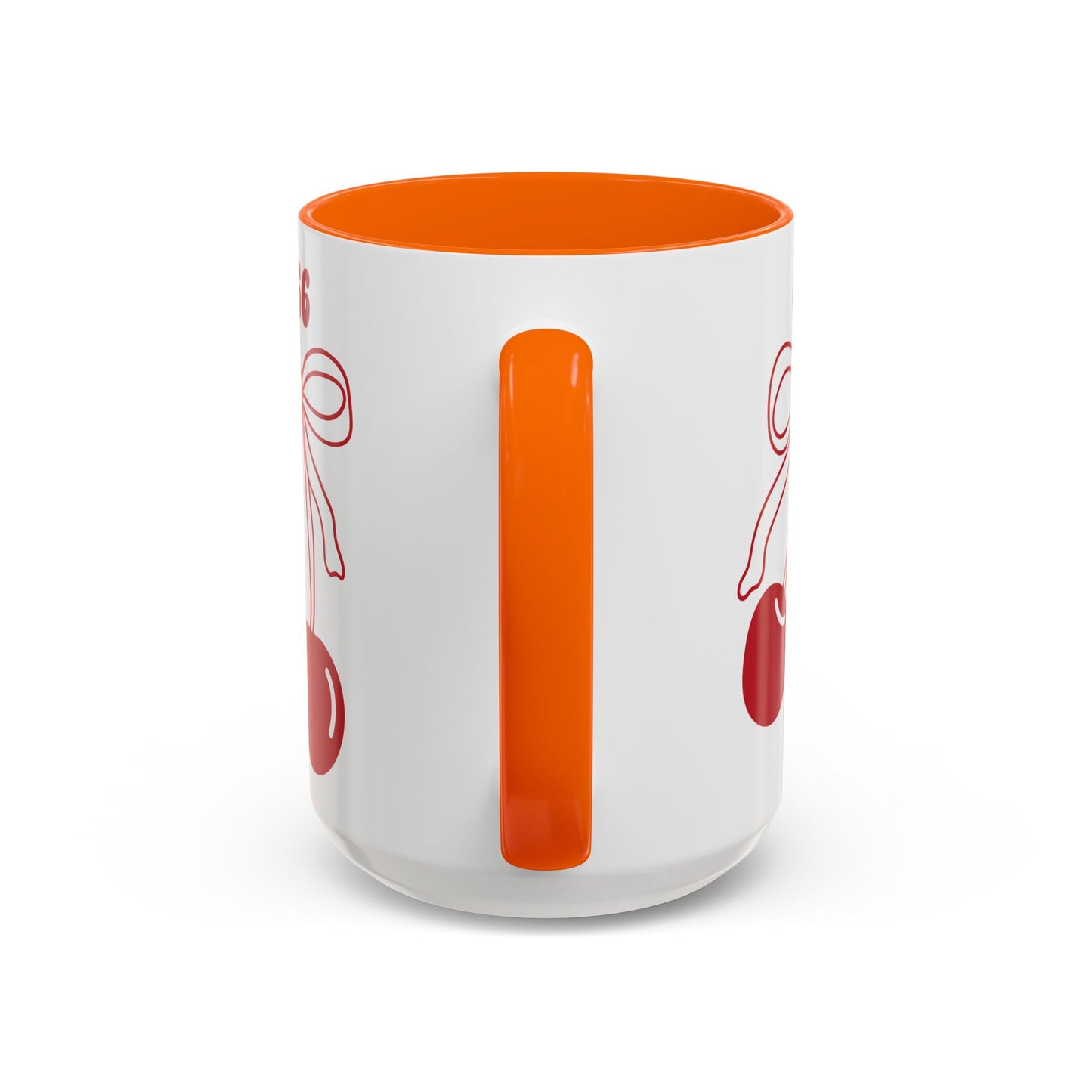 666 Angel Number Cherries Accent Mug – Coquette Bow Kawaii | 11oz 15oz — Pink, Red, Light Blue, Orange, Purple, Yellow