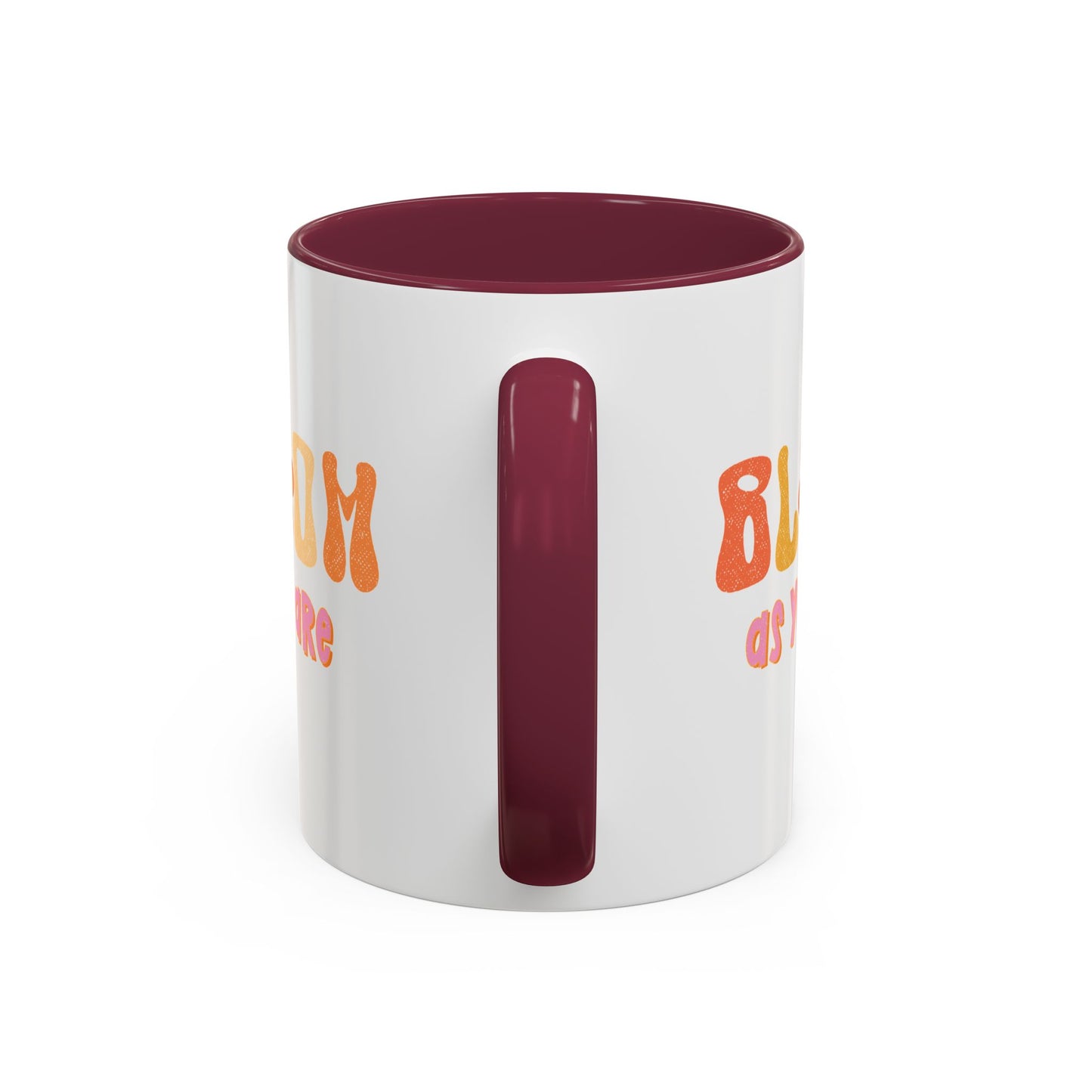 Bloom As You Are Accent Mug – Smiley Flower | 11oz 15oz Colored Handle