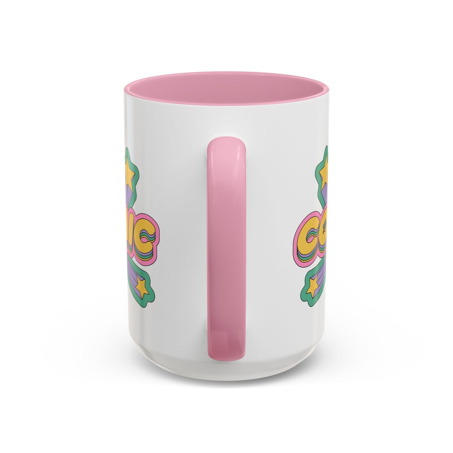 COSMIC Accent Mug – Retro Stars Burst | 11oz 15oz Colored Handle
