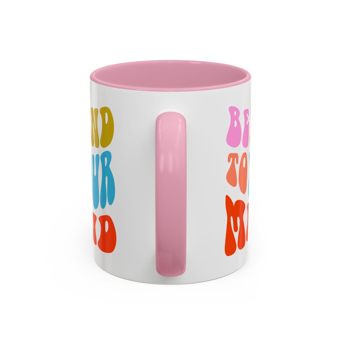 Be Kind To Your Mind Accent Mug – Retro Rainbow Letters | 11oz 15oz Multiple colors