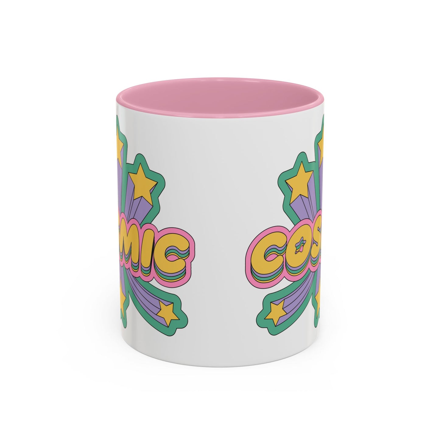 COSMIC Accent Mug – Retro Stars Burst | 11oz 15oz Colored Handle