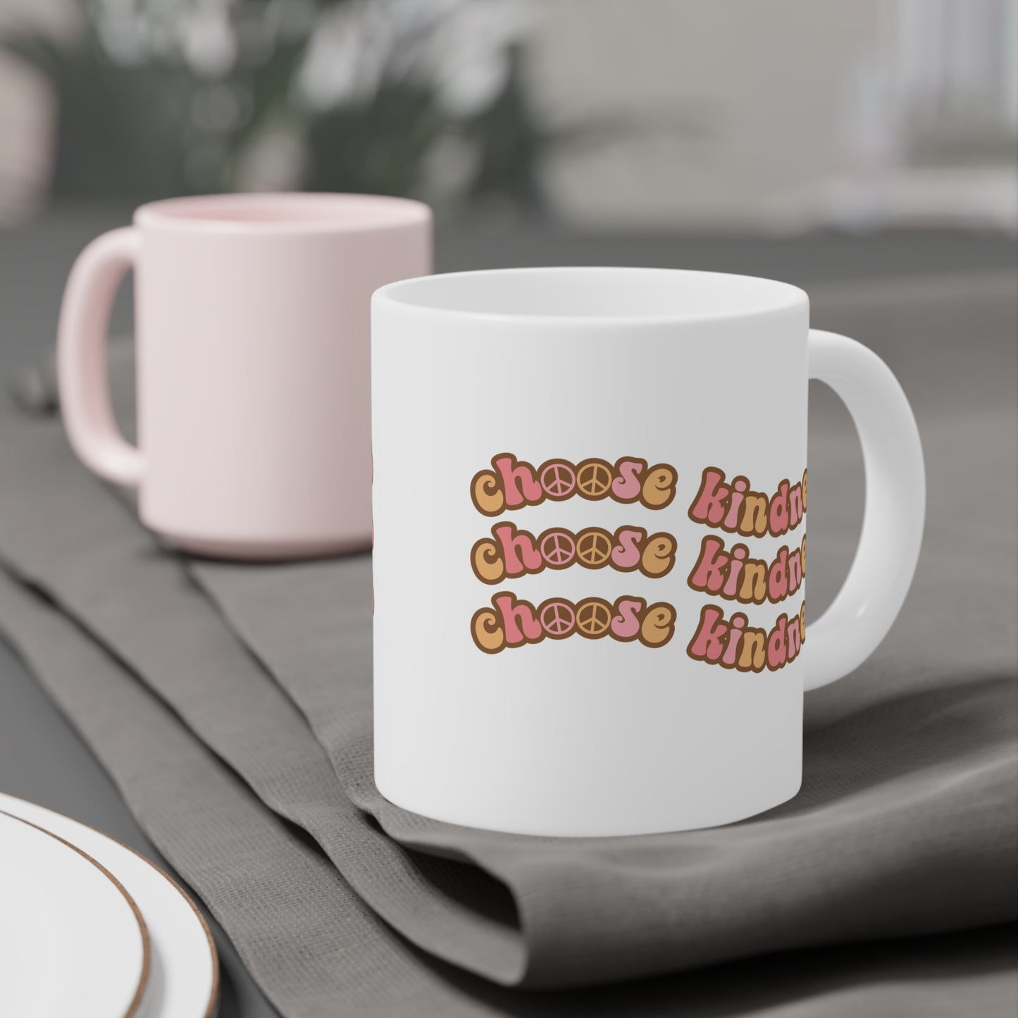 Choose Kindness Coffee Mug – 70s Wavy Retro Pastel | 11oz 15oz 20oz