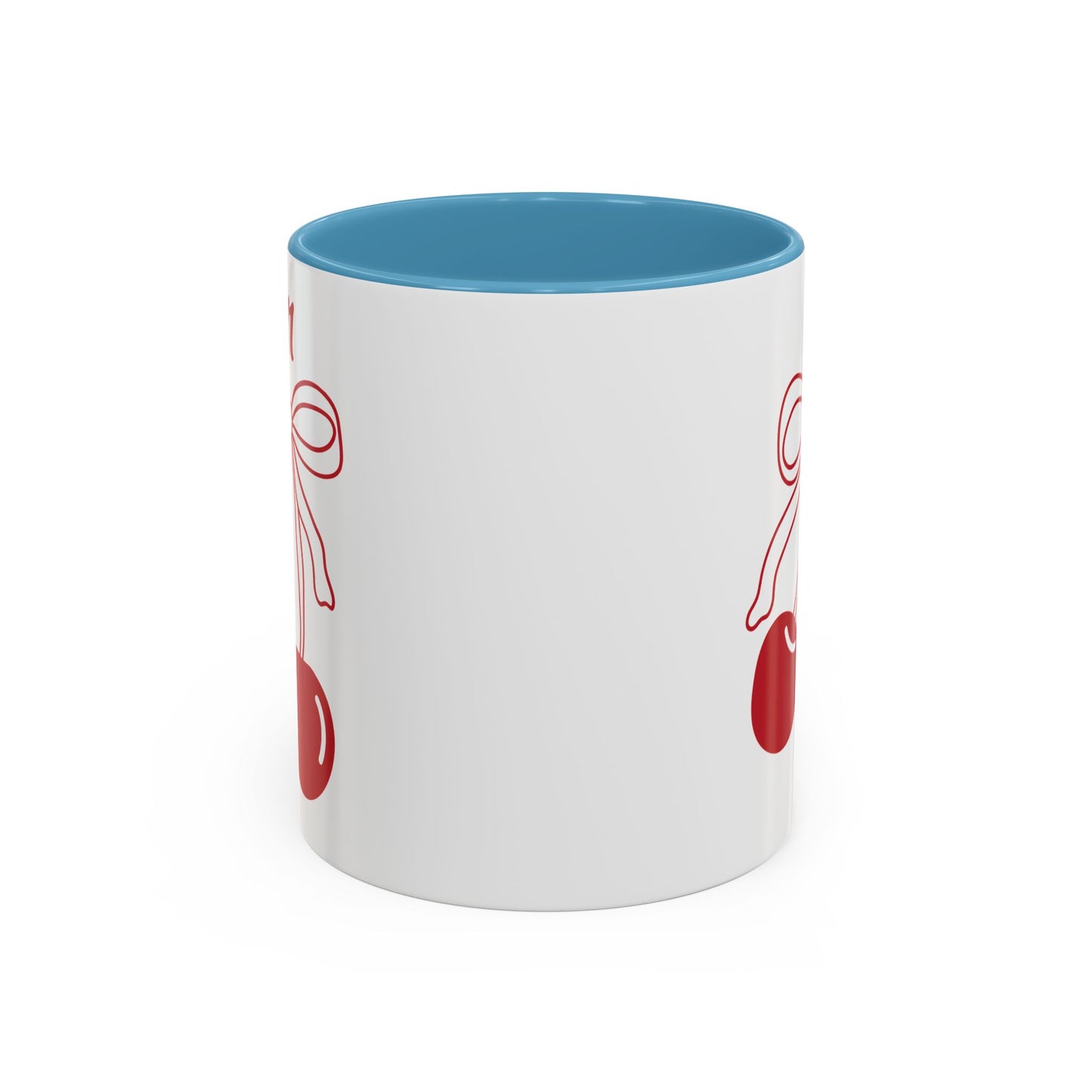 111 Angel Number Cherries Accent Mug – Coquette Bow Kawaii Coffee Mug Aesthetic | 11oz 15oz — Pink, Black, Purple, Yellow, Light Blue