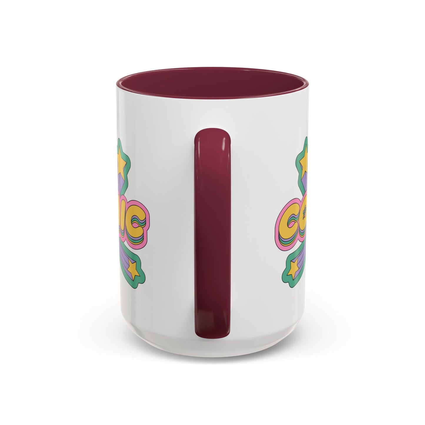 COSMIC Accent Mug – Retro Stars Burst | 11oz 15oz Colored Handle
