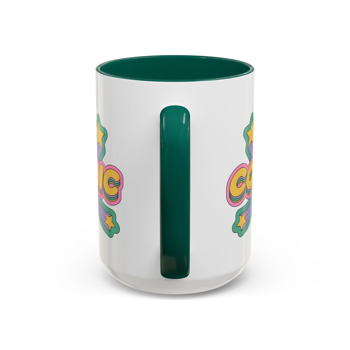 COSMIC Accent Mug – Retro Stars Burst | 11oz 15oz Colored Handle