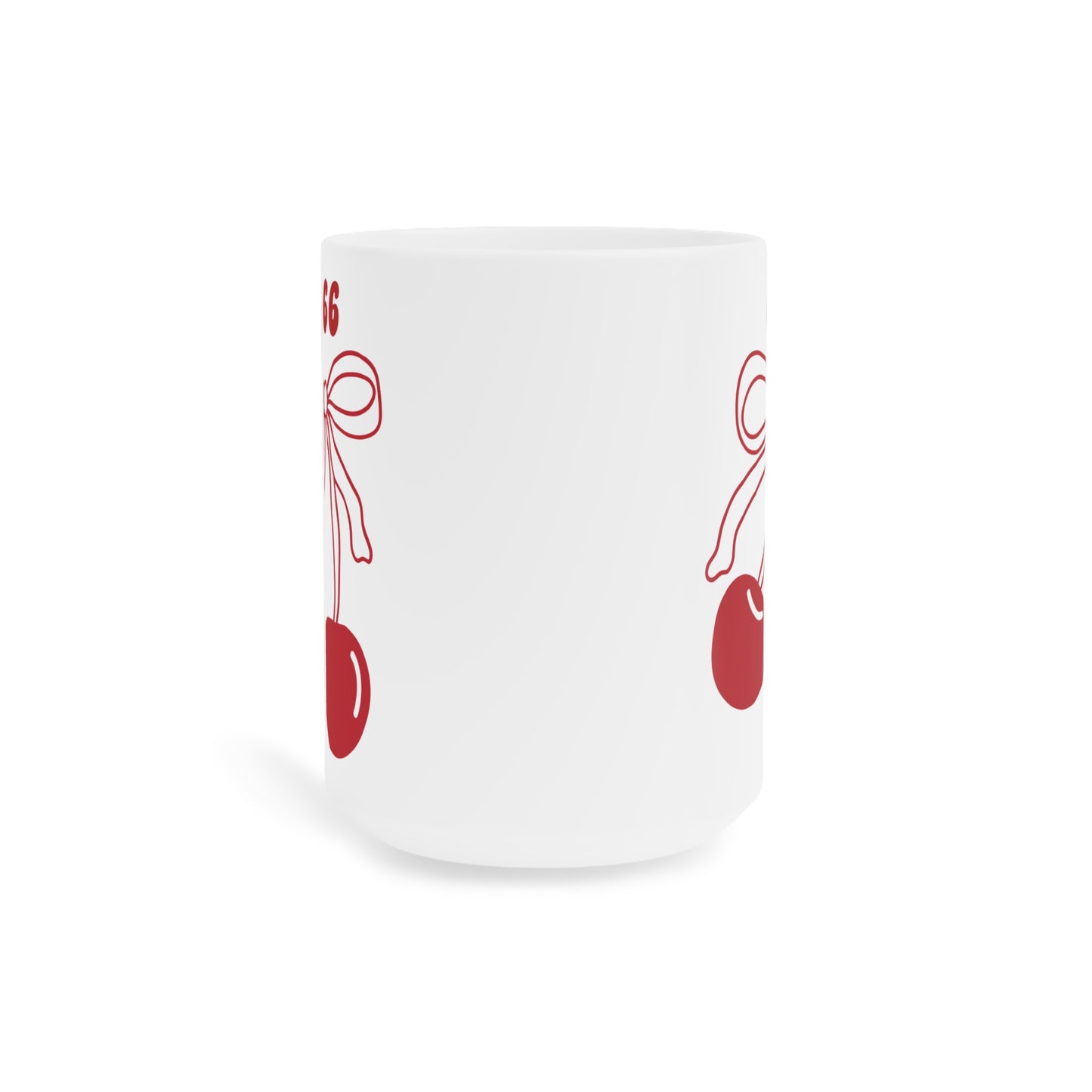666 Angel Number Cherries Coffee Mug – Coquette Bow Kawaii | 11oz 15oz 20oz White Ceramic