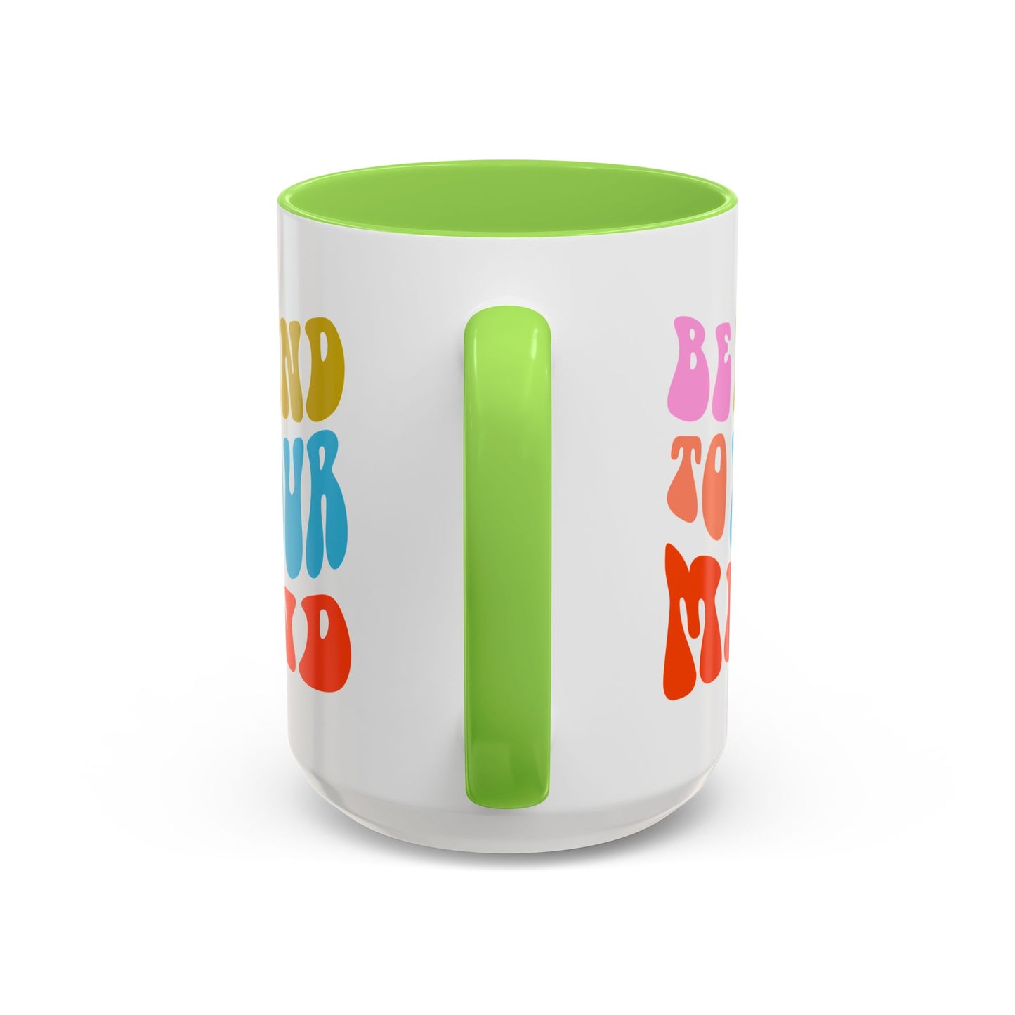 Be Kind To Your Mind Accent Mug – Retro Rainbow Letters | 11oz 15oz Multiple colors