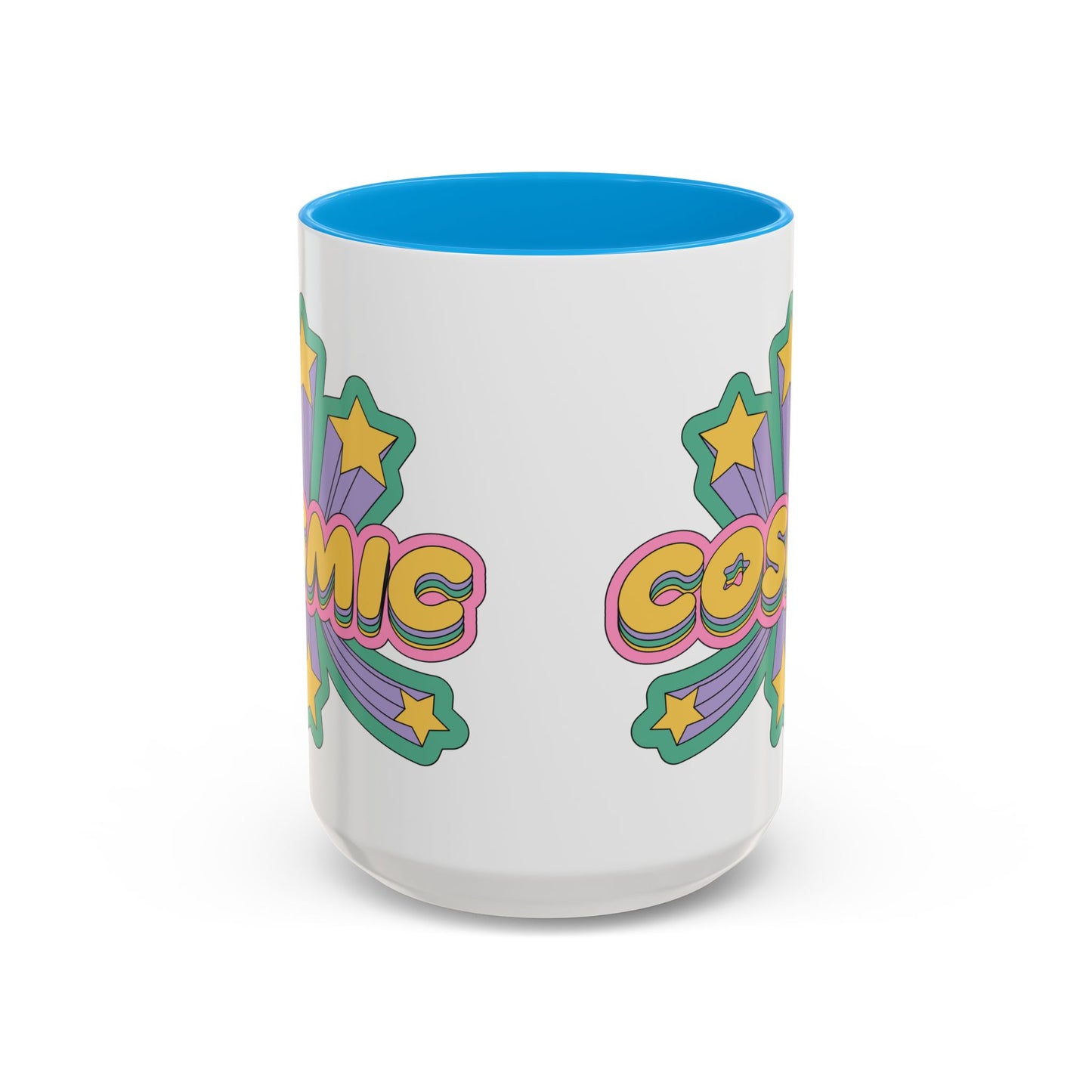 COSMIC Accent Mug – Retro Stars Burst | 11oz 15oz Colored Handle