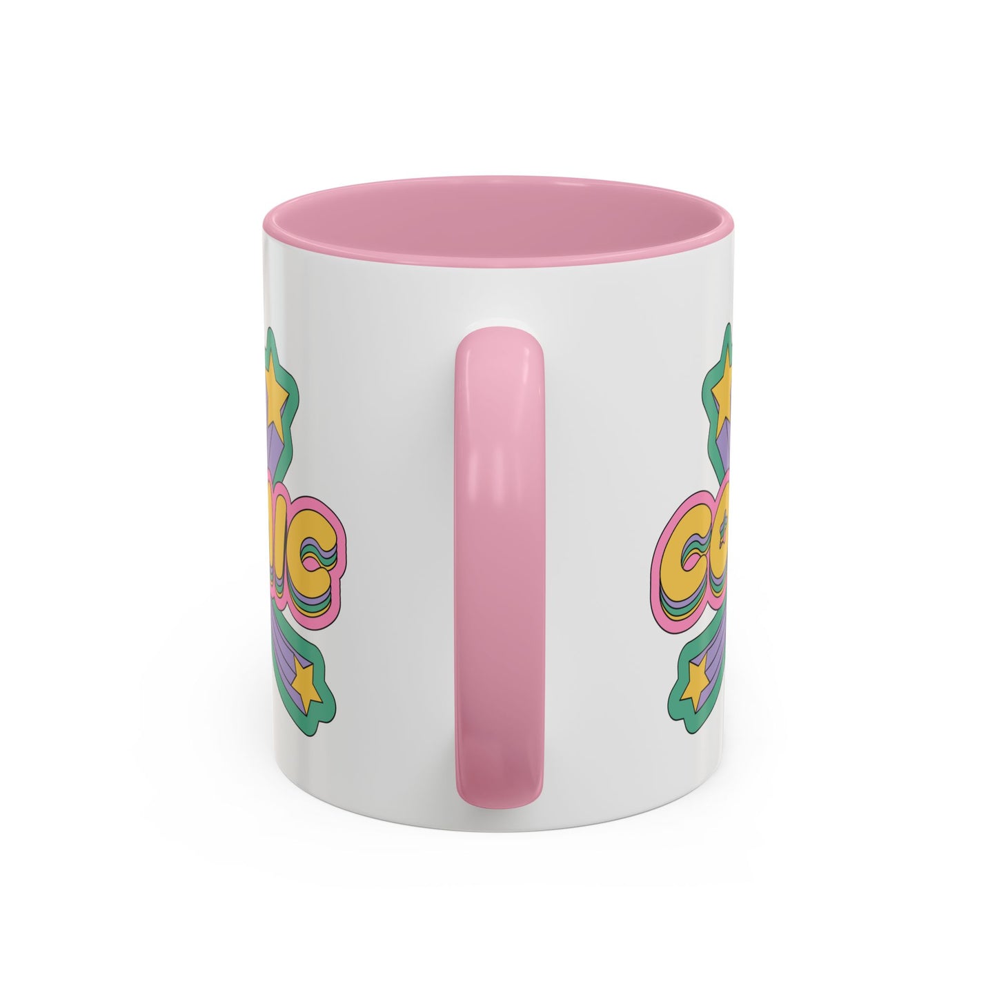 COSMIC Accent Mug – Retro Stars Burst | 11oz 15oz Colored Handle