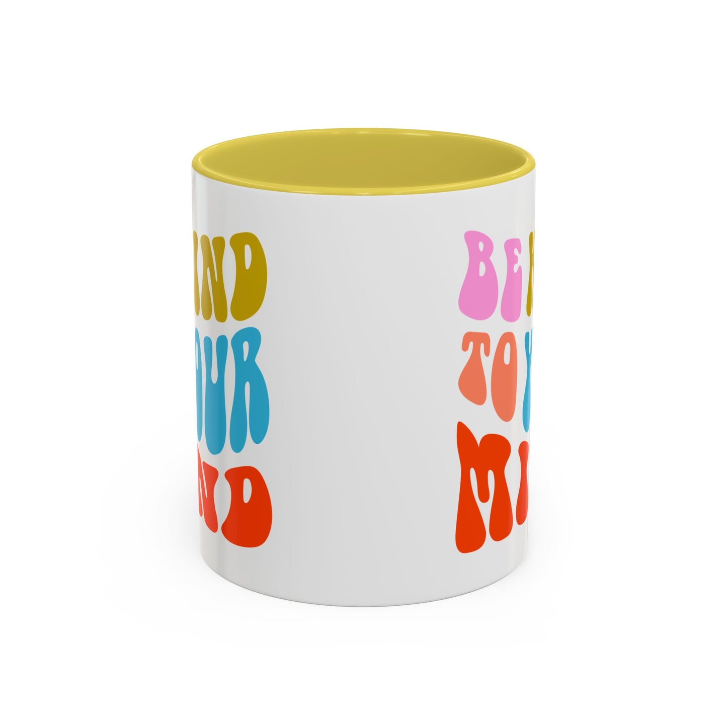 Be Kind To Your Mind Accent Mug – Retro Rainbow Letters | 11oz 15oz Multiple colors