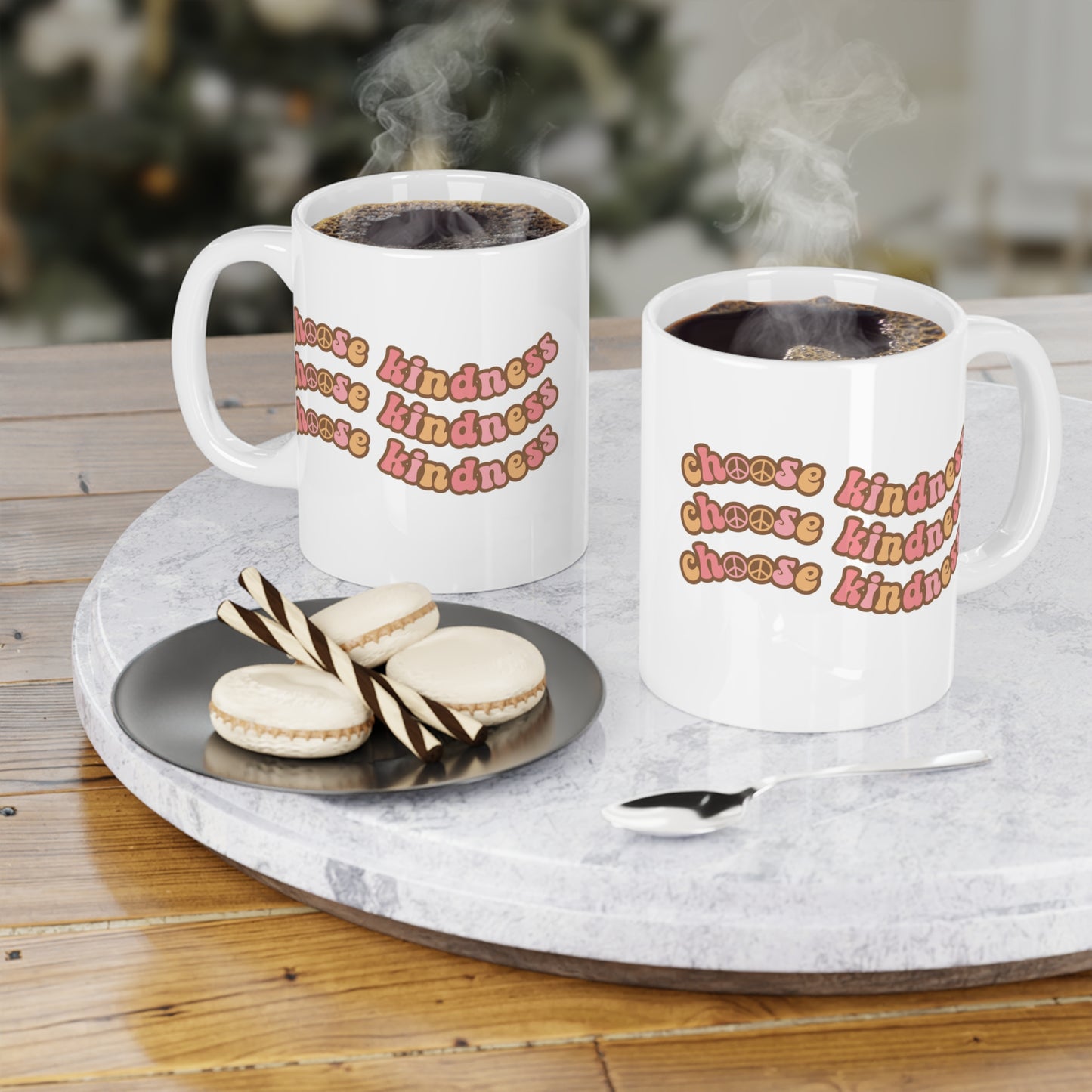 Choose Kindness Coffee Mug – 70s Wavy Retro Pastel | 11oz 15oz 20oz