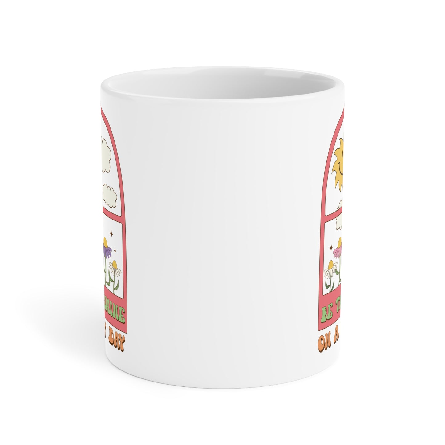 Be The Sunshine Coffee Mug 20oz - Cloudy Day Inspiration, Sun & Flower Window Design, Motivational Drinkware - Uplifting Gift Idea