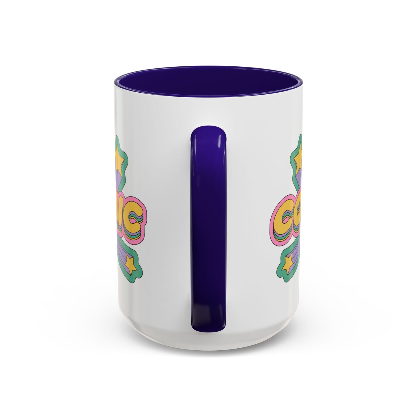 COSMIC Accent Mug – Retro Stars Burst | 11oz 15oz Colored Handle