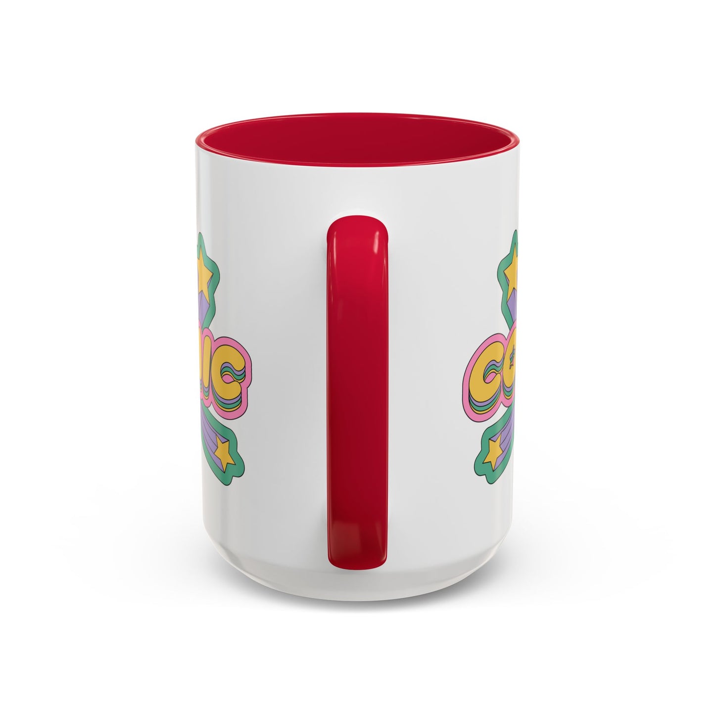 COSMIC Accent Mug – Retro Stars Burst | 11oz 15oz Colored Handle