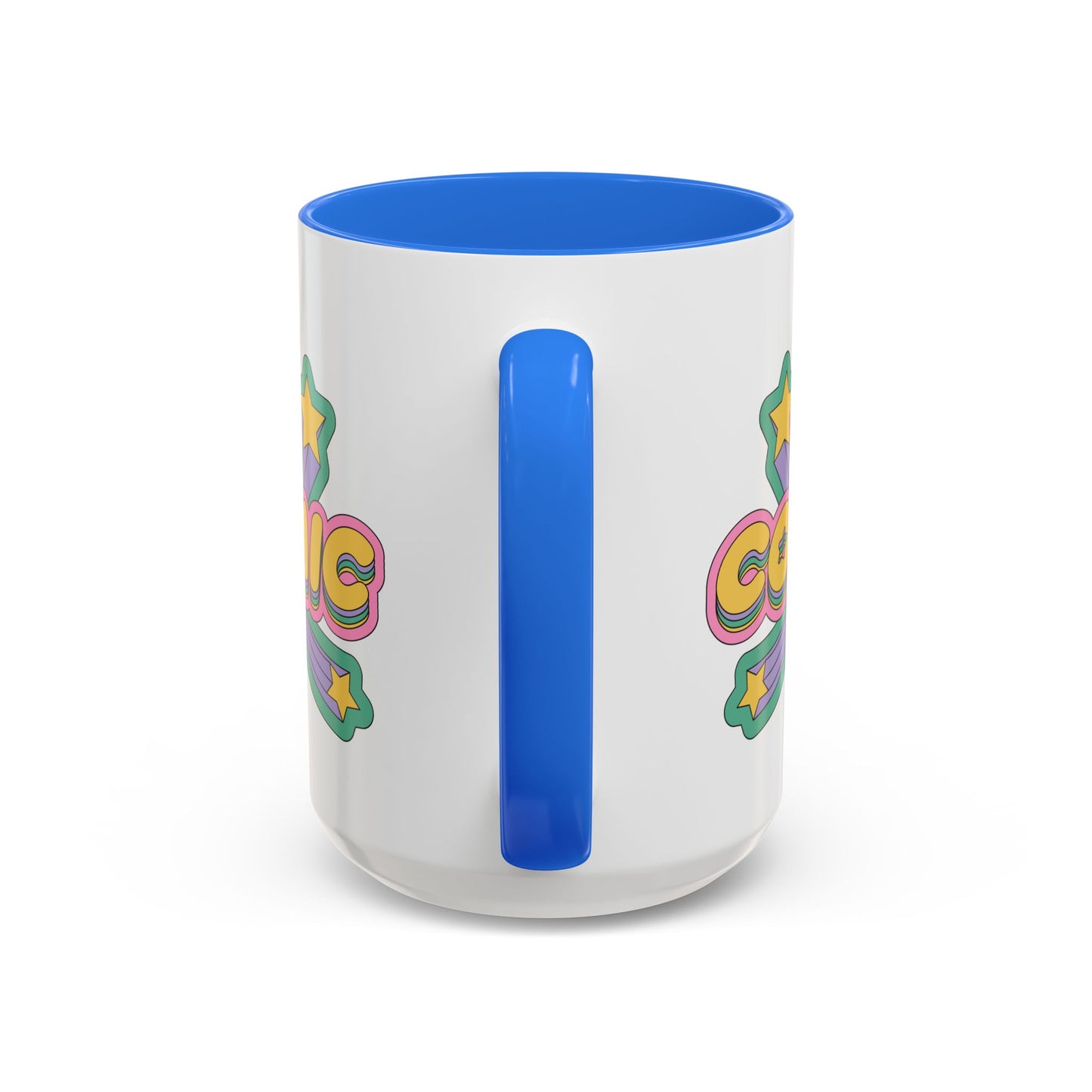 COSMIC Accent Mug – Retro Stars Burst | 11oz 15oz Colored Handle