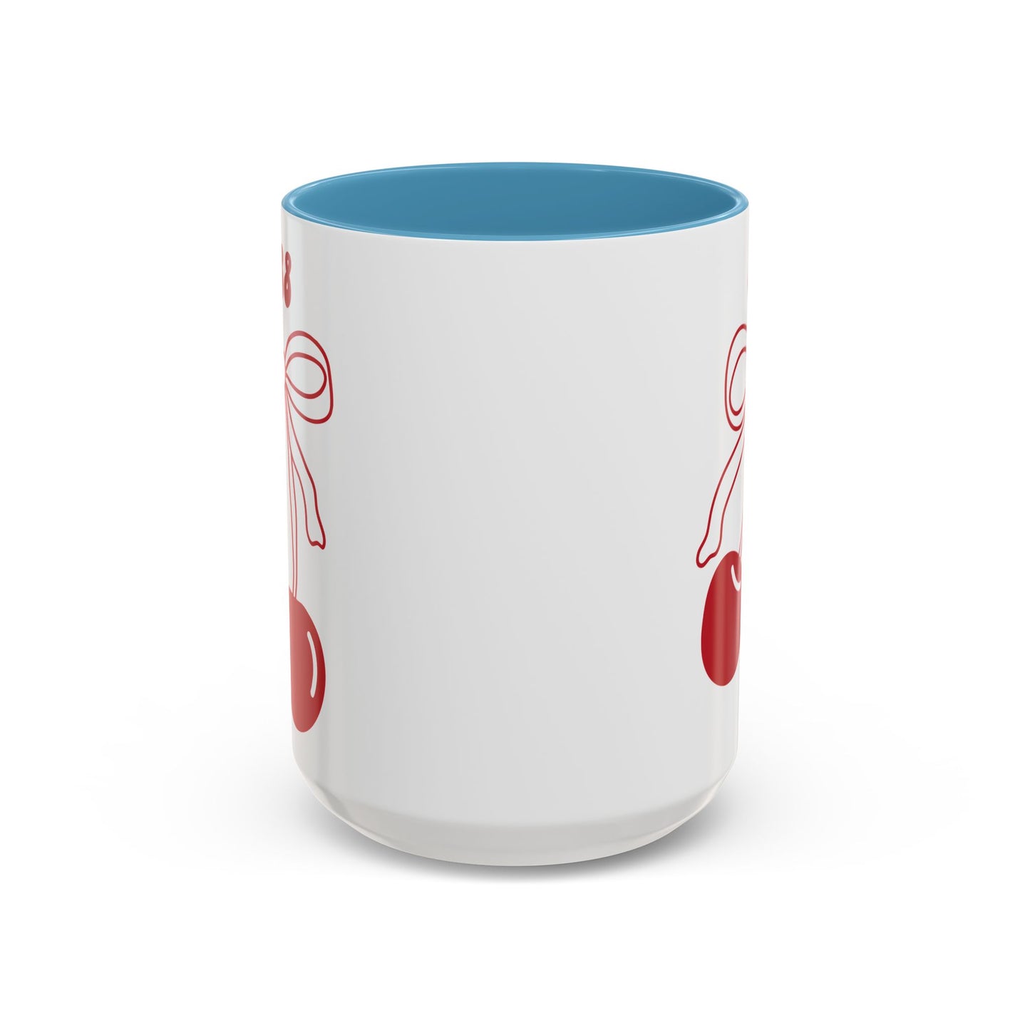 888 Angel Number Cherries Accent Mug – Coquette Bow Kawaii | 11oz 15oz — Purple, Yellow, Navy, Pink, Red, Light Blue, Orange