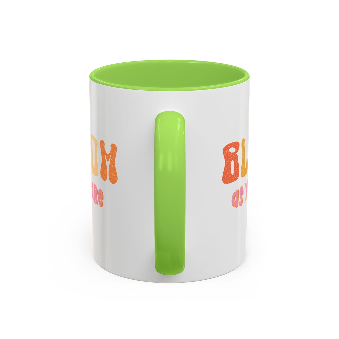 Bloom As You Are Accent Mug – Smiley Flower | 11oz 15oz Colored Handle