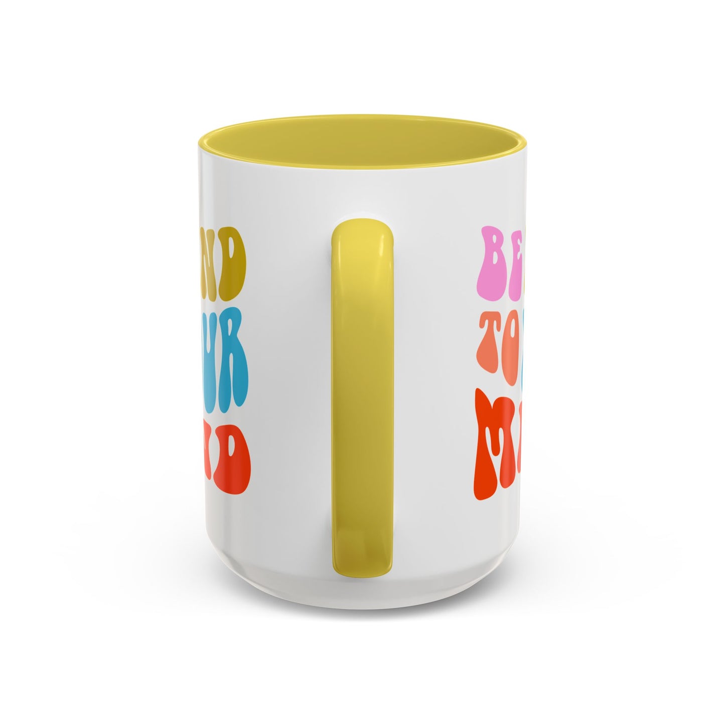 Be Kind To Your Mind Accent Mug – Retro Rainbow Letters | 11oz 15oz Multiple colors