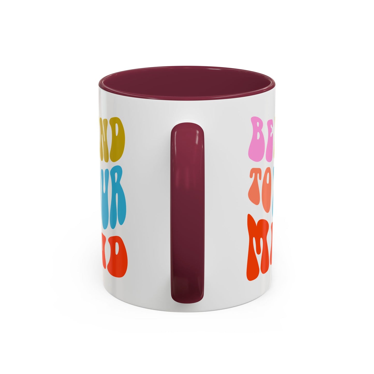 Be Kind To Your Mind Accent Mug – Retro Rainbow Letters | 11oz 15oz Multiple colors