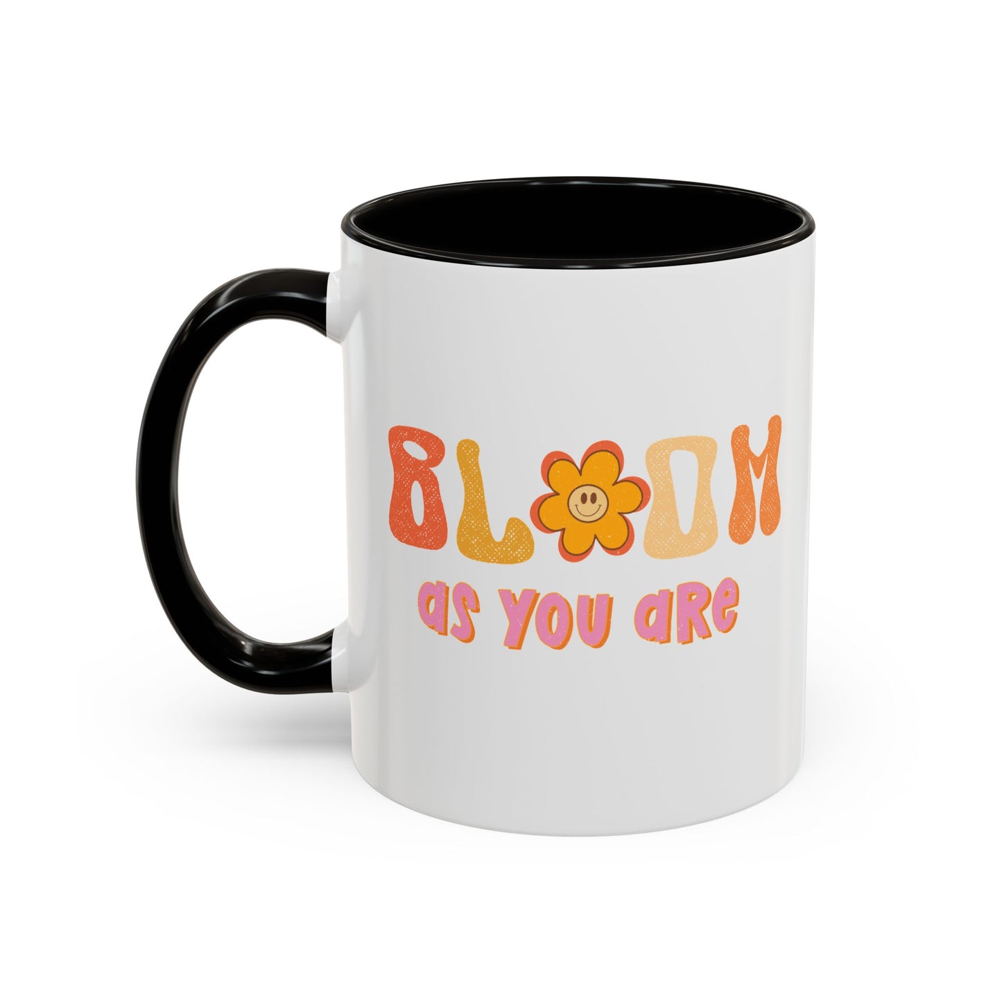 Bloom As You Are Accent Mug – Smiley Flower | 11oz 15oz Colored Handle
