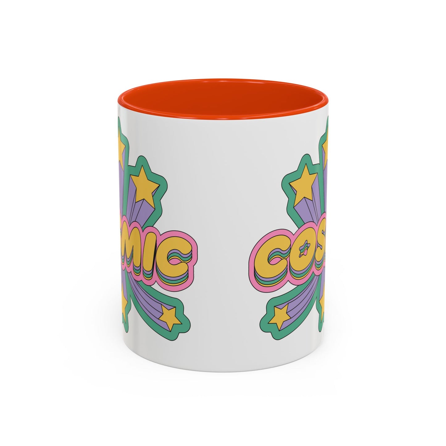 COSMIC Accent Mug – Retro Stars Burst | 11oz 15oz Colored Handle