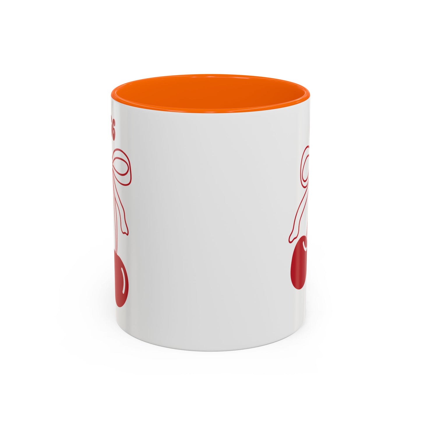 666 Angel Number Cherries Accent Mug – Coquette Bow Kawaii | 11oz 15oz — Pink, Red, Light Blue, Orange, Purple, Yellow