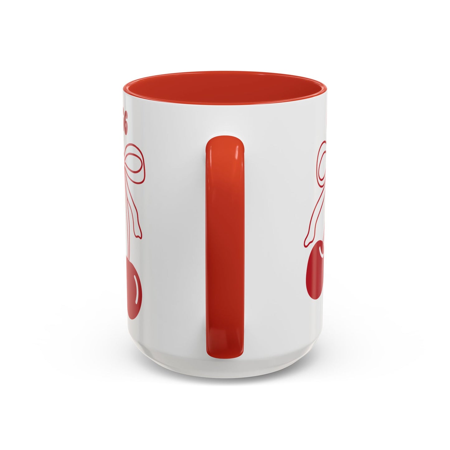 666 Angel Number Cherries Accent Mug – Coquette Bow Kawaii | 11oz 15oz — Pink, Red, Light Blue, Orange, Purple, Yellow