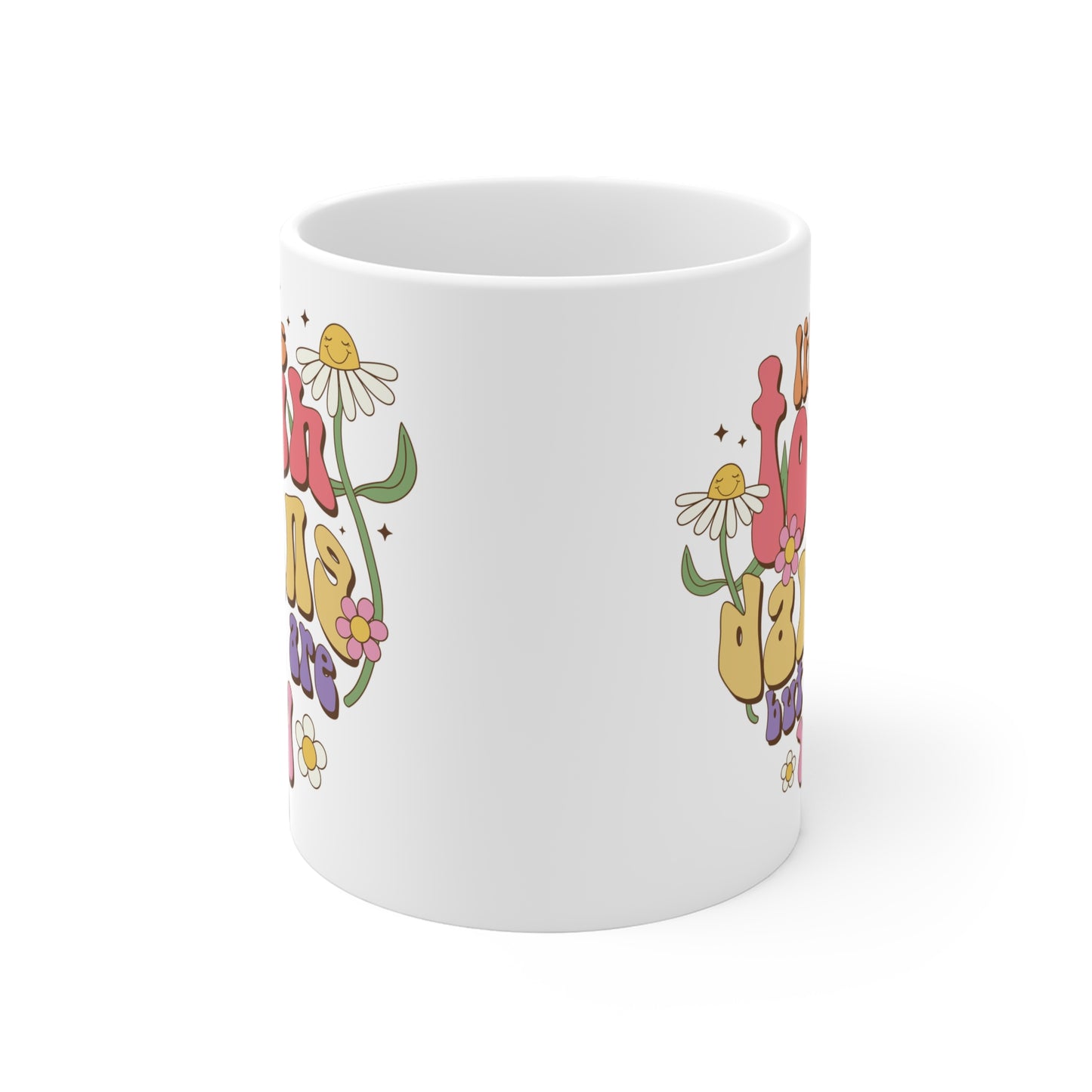 70s Groovy Life is Tough Darling Coffee Mug 20oz - Wavy Font, Multi-Color - Inspirational Resilience Gift, Vintage Style Drinkware