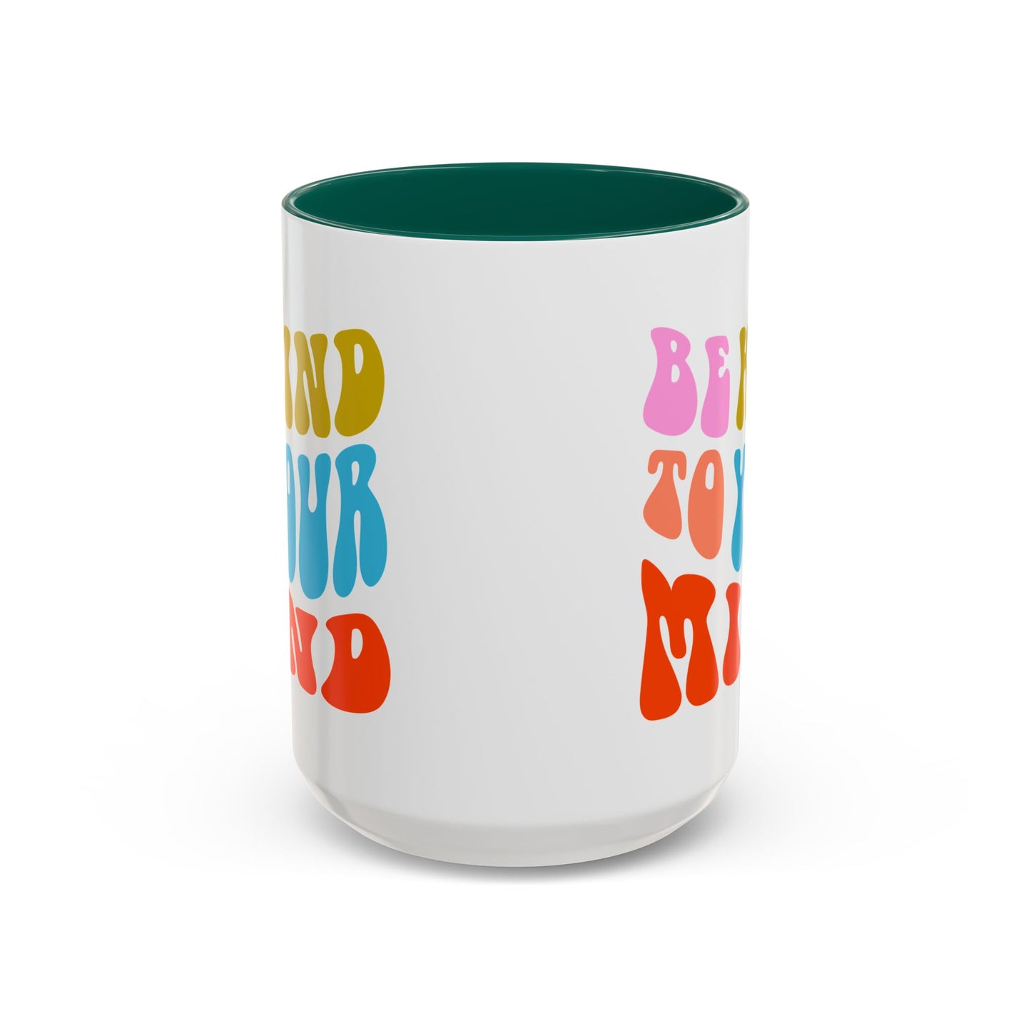 Be Kind To Your Mind Accent Mug – Retro Rainbow Letters | 11oz 15oz Multiple colors