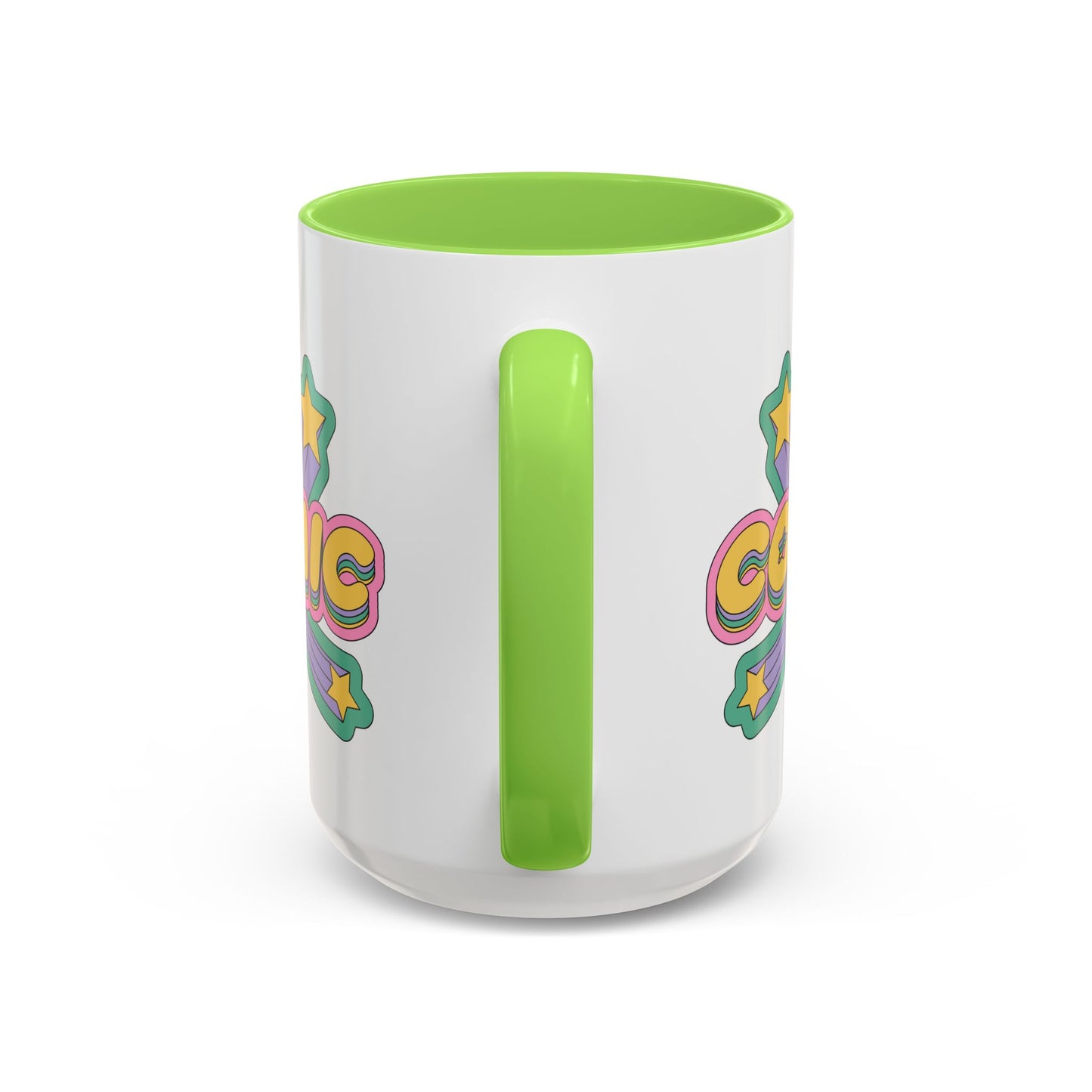 COSMIC Accent Mug – Retro Stars Burst | 11oz 15oz Colored Handle