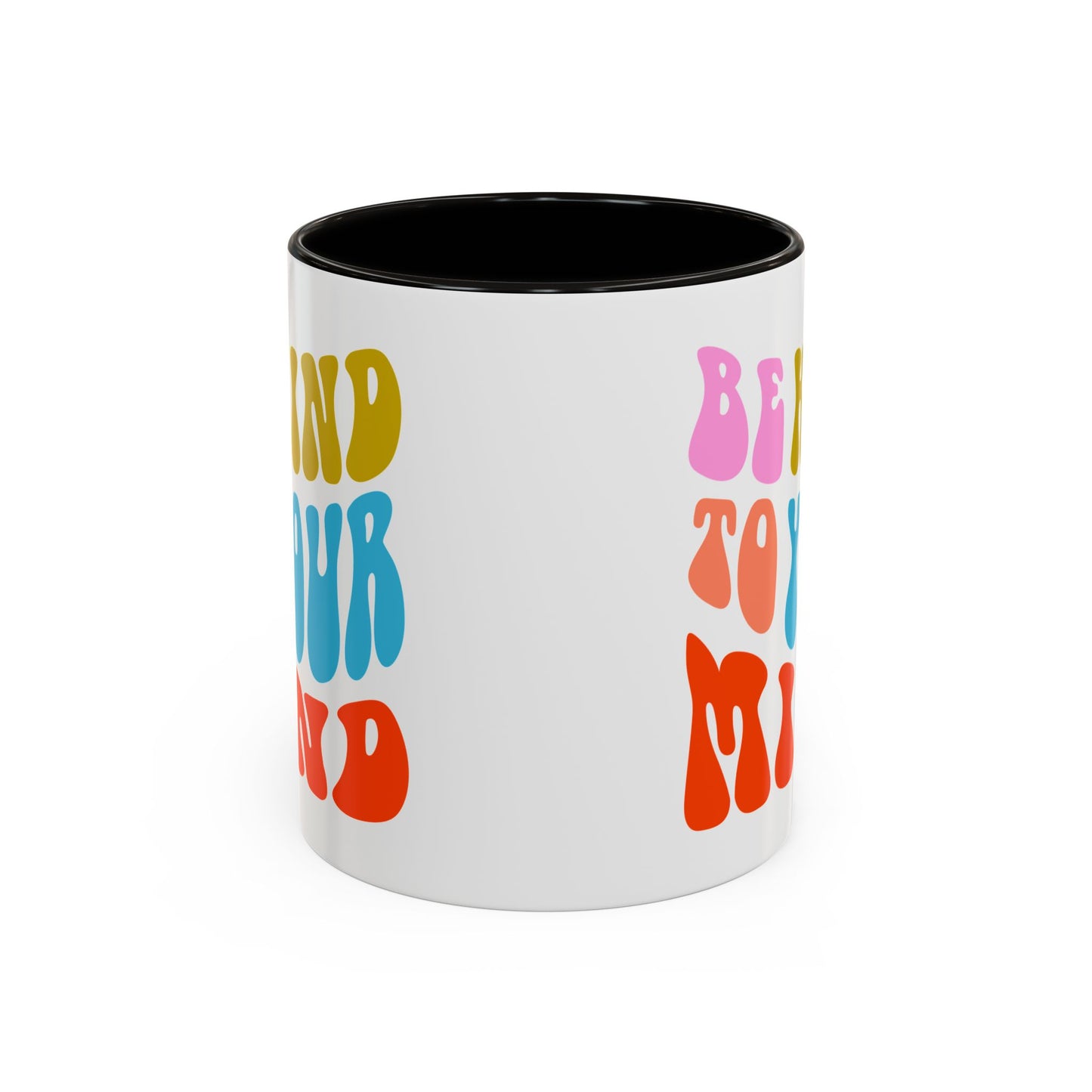 Be Kind To Your Mind Accent Mug – Retro Rainbow Letters | 11oz 15oz Multiple colors