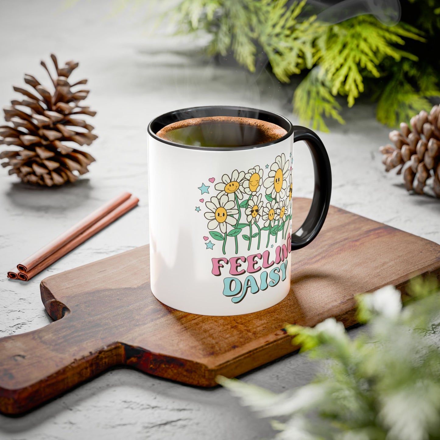 Feeling Daisy – Groovy Floral Accent Mug (11oz/15oz)