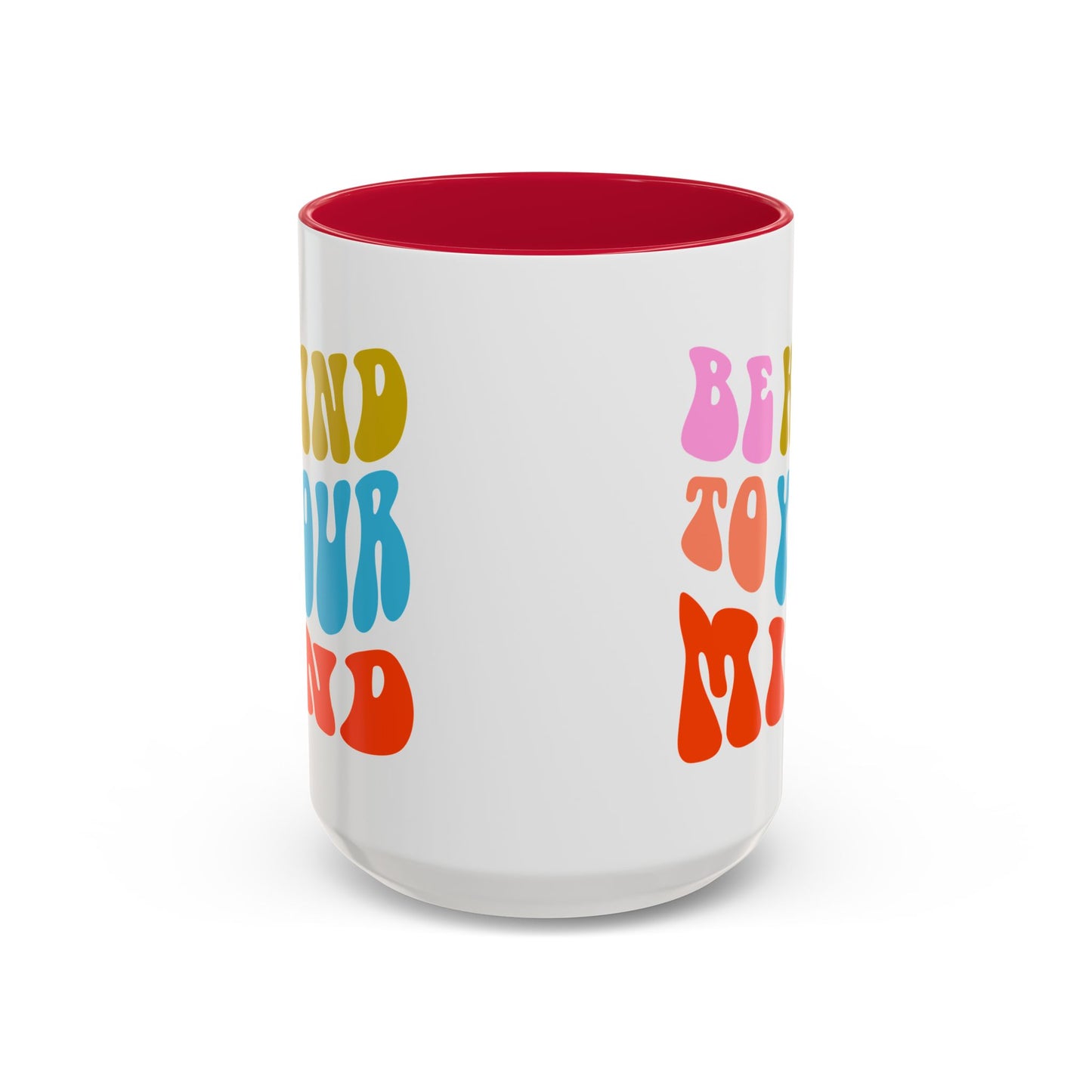 Be Kind To Your Mind Accent Mug – Retro Rainbow Letters | 11oz 15oz Multiple colors