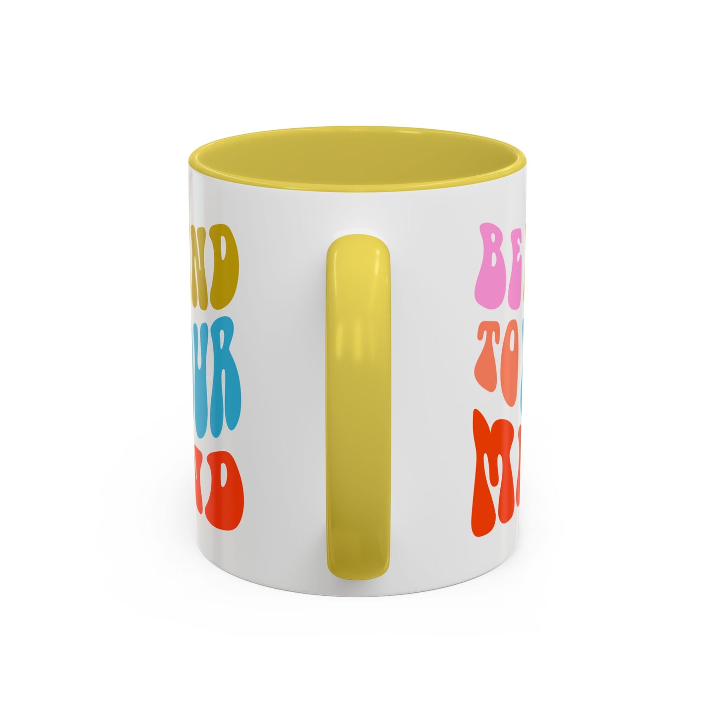 Be Kind To Your Mind Accent Mug – Retro Rainbow Letters | 11oz 15oz Multiple colors