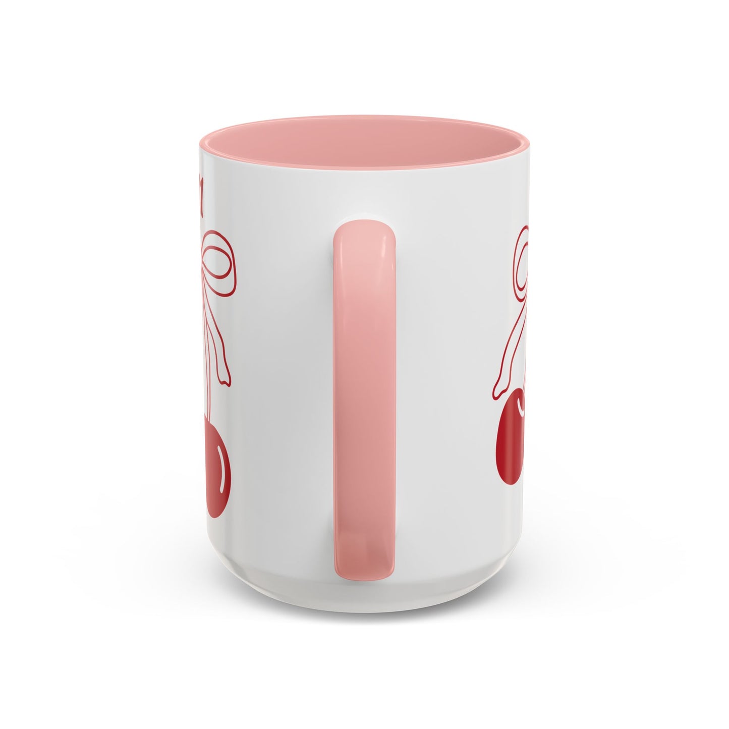 111 Angel Number Cherries Accent Mug – Coquette Bow Kawaii Coffee Mug Aesthetic | 11oz 15oz — Pink, Black, Purple, Yellow, Light Blue