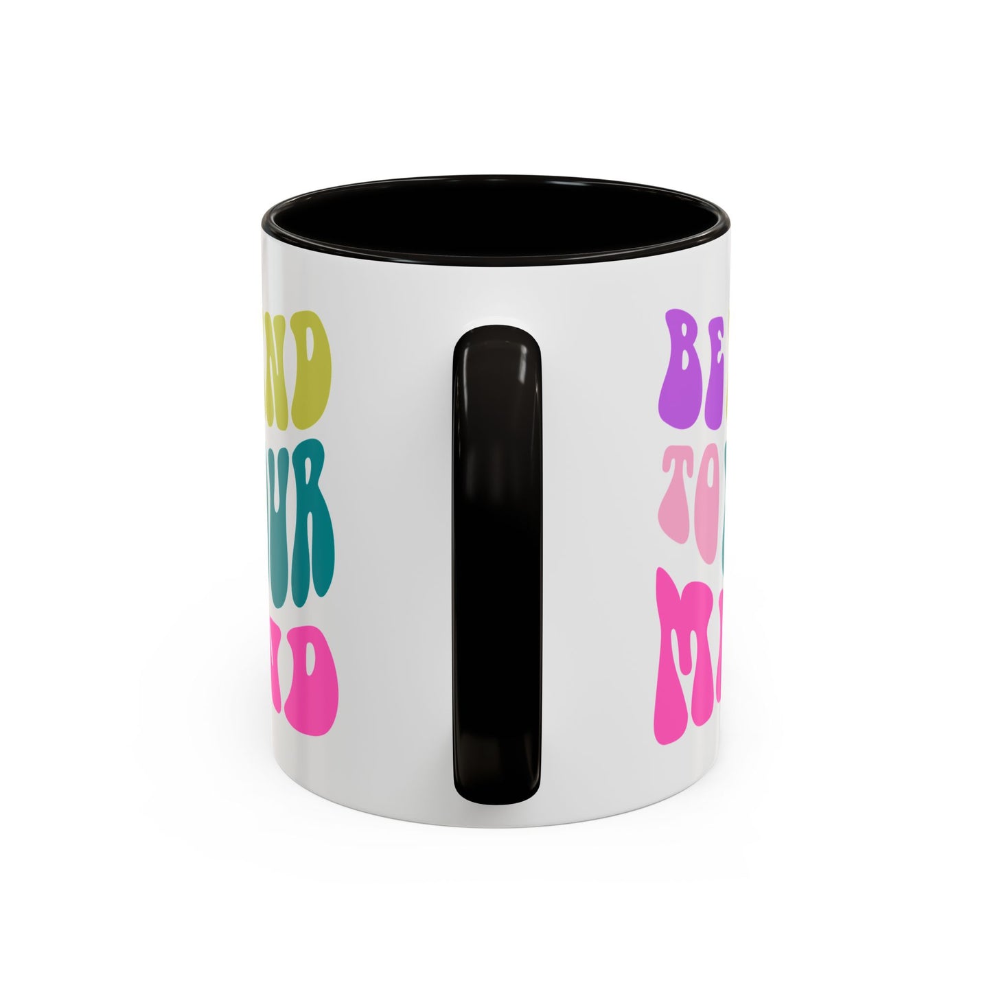 Be Kind To Your Mind Accent Mug – Retro Rainbow Letters | 11oz 15oz Colored Handle